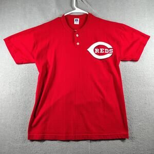 Russell Athletic Mens M Red Cincinnati Reds Billy Hamilton 33 Henley Tee